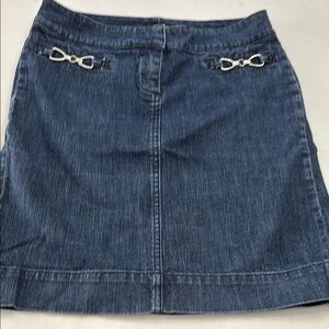New York & Co. Denim Skirt with Silver Accents Size 4 Cotton